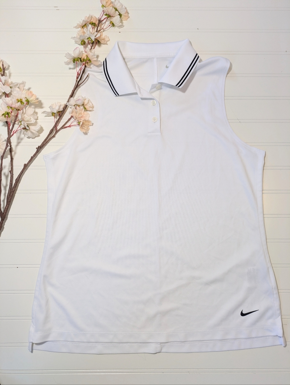 Nike White Sleeveless Golf Polo